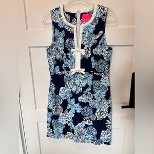 Lilly Pulitzer Aria Cotton Shift Dress - Low Tide Navy Bouquet All Day - Size 6